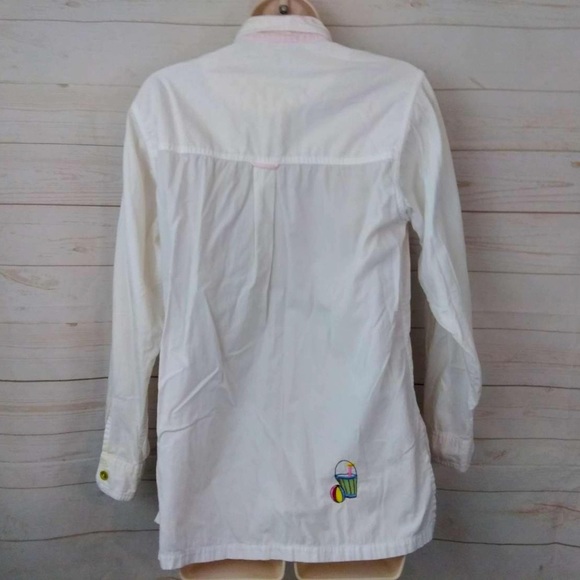 Silver Threads Size S Beach Pail Embroidered Shirt Swimsuit Coverup - Picture 8 of 8